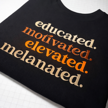 Load image into Gallery viewer, Embroidered Educated Motivated Melanated Sweatshirt - Black History Month