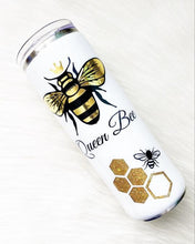 Load image into Gallery viewer, Queen Bee Honey |Bee Honeycomb Glitter 20Oz Tumbler Cup/Custom 4IN Bee Decal