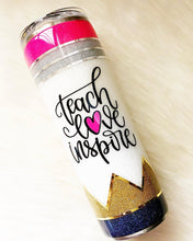 Load image into Gallery viewer, Personalized Teacher Tumbler Gift for Teacher Appreciation, Custom Name Teacher Tumbler Cup Teacher Gift, Pencil Skinny Tumbler With Straw