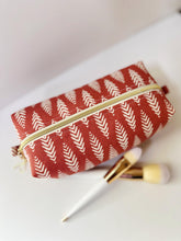 Load image into Gallery viewer, Red Leaves Zipper Bag - Boxy Bag- Makeup Pouch - Travel Bag