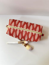 Load image into Gallery viewer, Red Leaves Zipper Bag - Boxy Bag- Makeup Pouch - Travel Bag