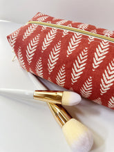 Load image into Gallery viewer, Red Leaves Zipper Bag - Boxy Bag- Makeup Pouch - Travel Bag