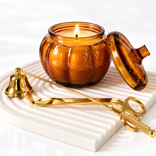 Load image into Gallery viewer, Pumpkin Souffle /Glass Pumpkin Vessel Candle

