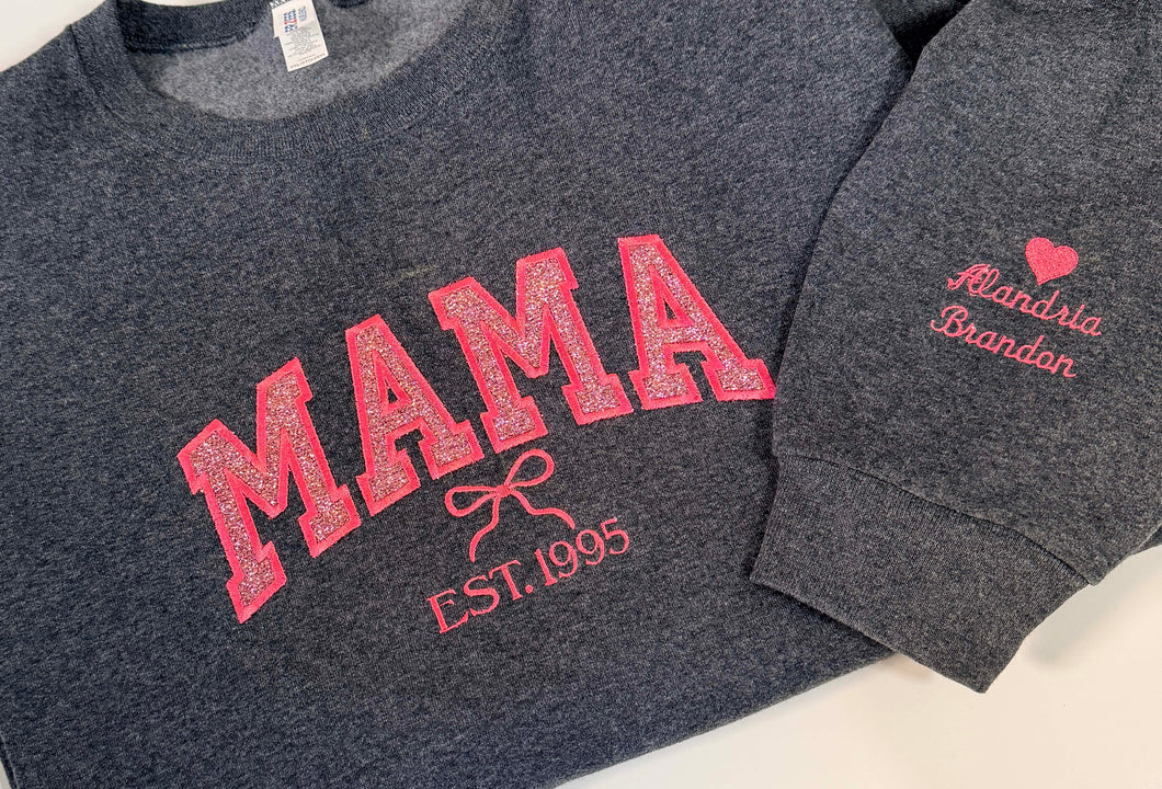 MAMA/YAYA/GIGI/ABUELA/MOM Embroidered Crew Neck
