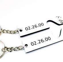 Load image into Gallery viewer, Valentine keychain | Custom date keychain | Custom gift Personalized gift | Boyfriend gift | Custom text keychain | Drive safe gift
