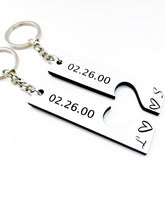 Load image into Gallery viewer, Valentine keychain | Custom date keychain | Custom gift Personalized gift | Boyfriend gift | Custom text keychain | Drive safe gift
