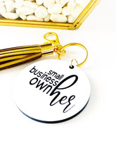 Load image into Gallery viewer, Small business owner keychain, small biz keychain, small business keychain, acrylic keychain, vinyl hand lettered, shop small keychain
