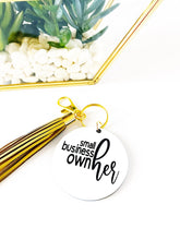 Load image into Gallery viewer, Small business owner keychain, small biz keychain, small business keychain, acrylic keychain, vinyl hand lettered, shop small keychain
