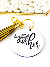 Load image into Gallery viewer, Small business owner keychain, small biz keychain, small business keychain, acrylic keychain, vinyl hand lettered, shop small keychain
