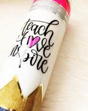 Load image into Gallery viewer, Personalized Teacher Tumbler Gift for Teacher Appreciation, Custom Name Teacher Tumbler Cup Teacher Gift, Pencil Skinny Tumbler With Straw
