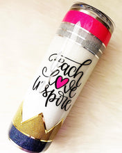 Load image into Gallery viewer, Personalized Teacher Tumbler Gift for Teacher Appreciation, Custom Name Teacher Tumbler Cup Teacher Gift, Pencil Skinny Tumbler With Straw
