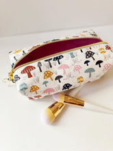 Load image into Gallery viewer, Mushroom Pattern Zipper Bag - Boxy Bag- Makeup Pouch - Travel Bag - Wedding

