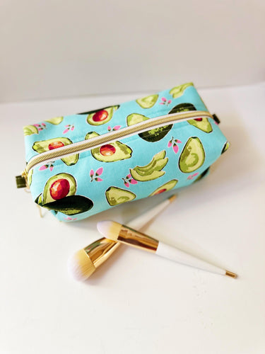 Avocado Pattern Zipper Bag - Boxy Bag- Makeup Pouch - Travel Bag - Wedding