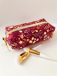 Vintage Floral Pattern - Boxy Bag- Makeup Pouch - Travel Bag - Wedding