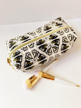 Load image into Gallery viewer, Vintage Moth Pattern Zipper Bag - Boxy Bag- Makeup Pouch - Travel Bag - Wedding
