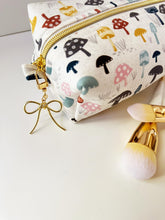 Load image into Gallery viewer, Mushroom Pattern Zipper Bag - Boxy Bag- Makeup Pouch - Travel Bag - Wedding
