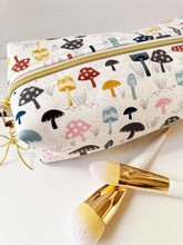 Load image into Gallery viewer, Mushroom Pattern Zipper Bag - Boxy Bag- Makeup Pouch - Travel Bag - Wedding

