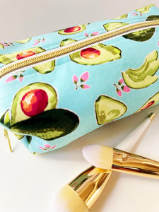 Avocado Pattern Zipper Bag - Boxy Bag- Makeup Pouch - Travel Bag - Wedding