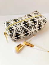 Load image into Gallery viewer, Vintage Moth Pattern Zipper Bag - Boxy Bag- Makeup Pouch - Travel Bag - Wedding
