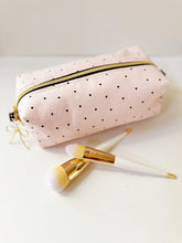 Load image into Gallery viewer, Polka Dot Pink Zipper Bag - Boxy Bag- Makeup Pouch - Travel Bag - Wedding
