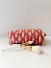 Load image into Gallery viewer, Red Leaves Zipper Bag - Boxy Bag- Makeup Pouch - Travel Bag
