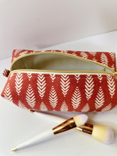 Load image into Gallery viewer, Red Leaves Zipper Bag - Boxy Bag- Makeup Pouch - Travel Bag
